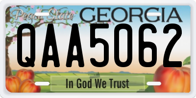 GA license plate QAA5062