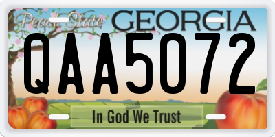 GA license plate QAA5072