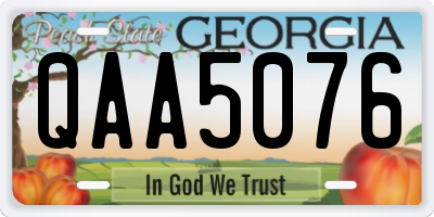 GA license plate QAA5076