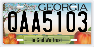 GA license plate QAA5103