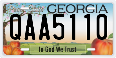GA license plate QAA5110