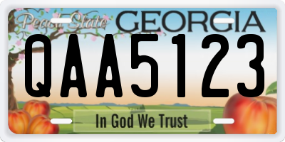 GA license plate QAA5123