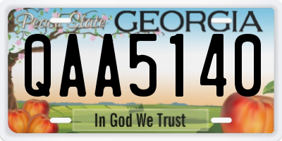 GA license plate QAA5140