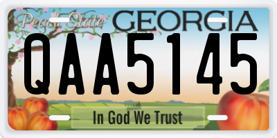 GA license plate QAA5145
