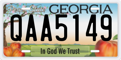 GA license plate QAA5149