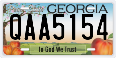 GA license plate QAA5154