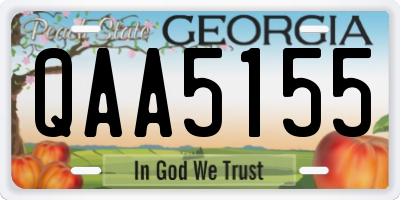 GA license plate QAA5155