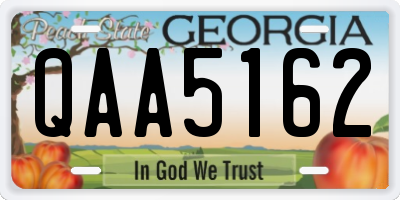 GA license plate QAA5162