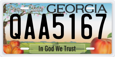 GA license plate QAA5167