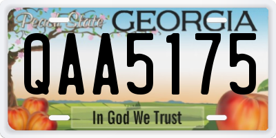 GA license plate QAA5175