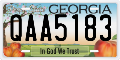 GA license plate QAA5183