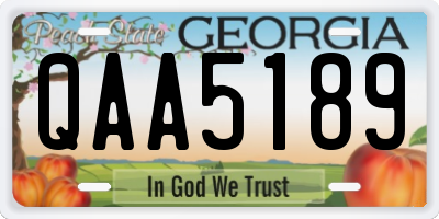 GA license plate QAA5189