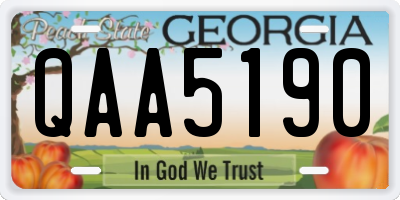 GA license plate QAA5190