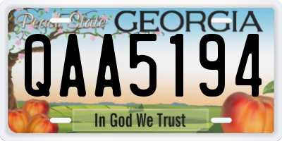 GA license plate QAA5194