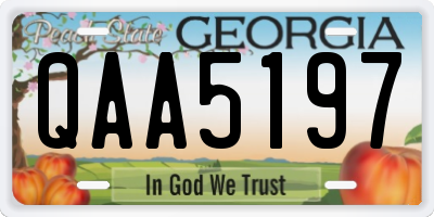 GA license plate QAA5197