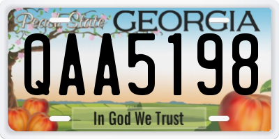 GA license plate QAA5198