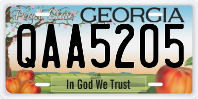 GA license plate QAA5205