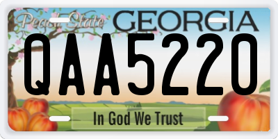 GA license plate QAA5220