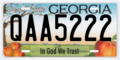 GA license plate QAA5222