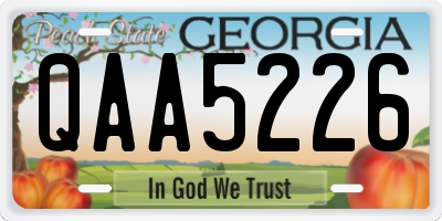GA license plate QAA5226