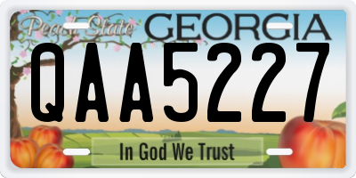 GA license plate QAA5227
