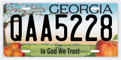 GA license plate QAA5228