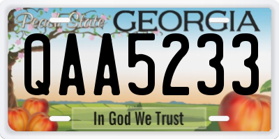 GA license plate QAA5233