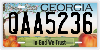 GA license plate QAA5236