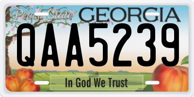 GA license plate QAA5239