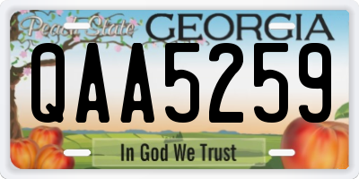 GA license plate QAA5259