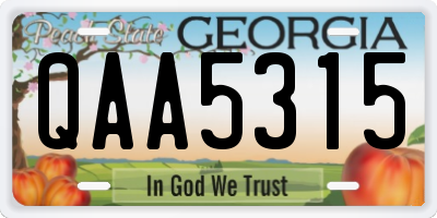 GA license plate QAA5315
