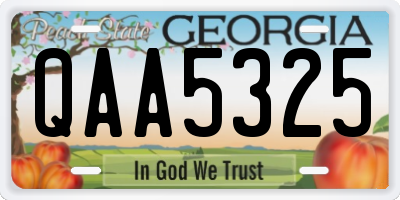 GA license plate QAA5325