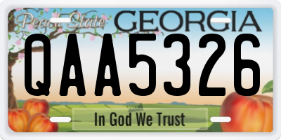 GA license plate QAA5326