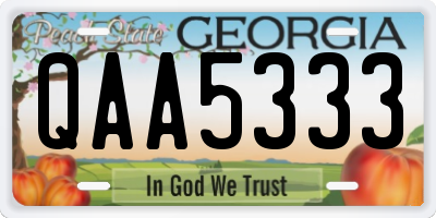 GA license plate QAA5333