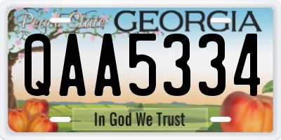GA license plate QAA5334