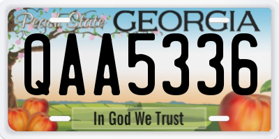 GA license plate QAA5336