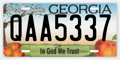 GA license plate QAA5337