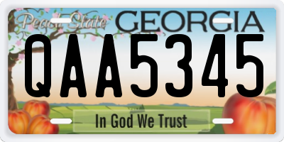 GA license plate QAA5345