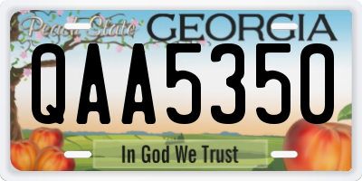 GA license plate QAA5350