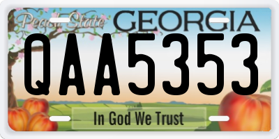 GA license plate QAA5353