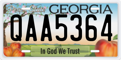 GA license plate QAA5364