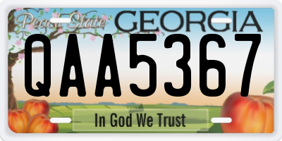 GA license plate QAA5367