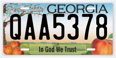 GA license plate QAA5378