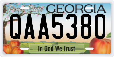 GA license plate QAA5380