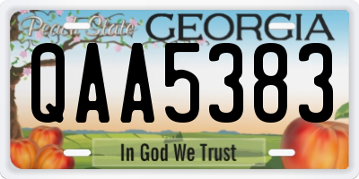 GA license plate QAA5383