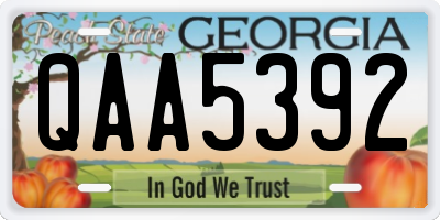 GA license plate QAA5392