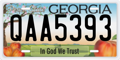 GA license plate QAA5393