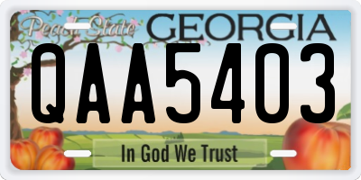 GA license plate QAA5403