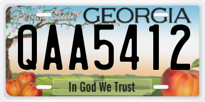 GA license plate QAA5412