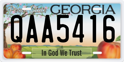 GA license plate QAA5416
